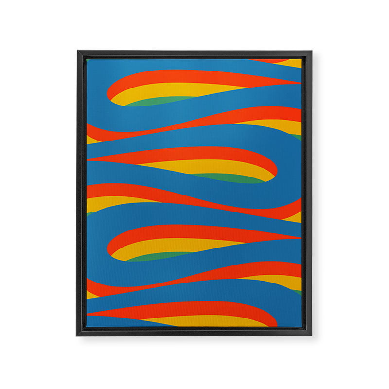 Pop Swirl Wavy Abstract Line Pattern Colorful Bright Blue Red Yellow Green Framed Canvas Print Gallery Image 6