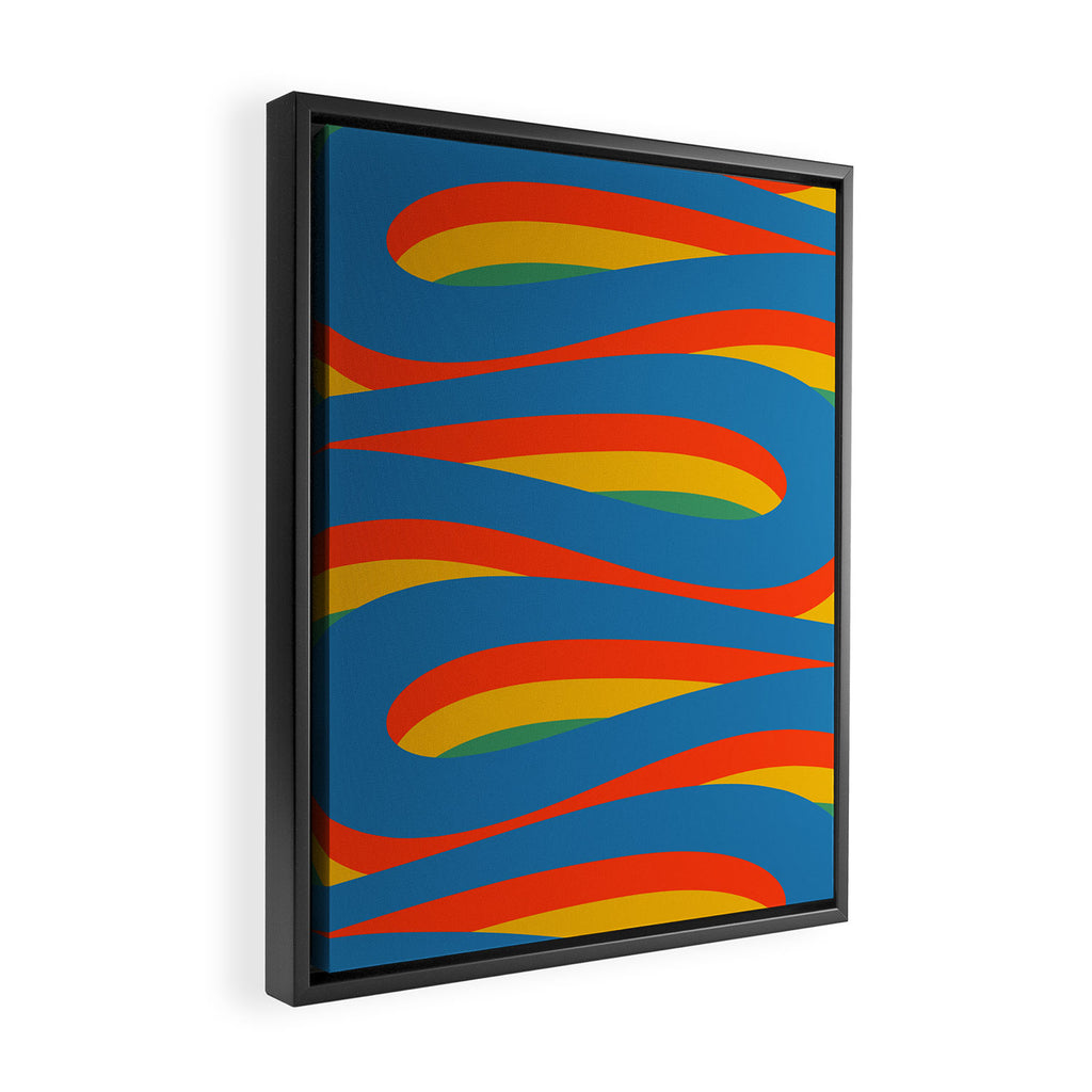 Pop Swirl Wavy Abstract Line Pattern Colorful Bright Blue Red Yellow Green Framed Canvas Print Gallery Image 2