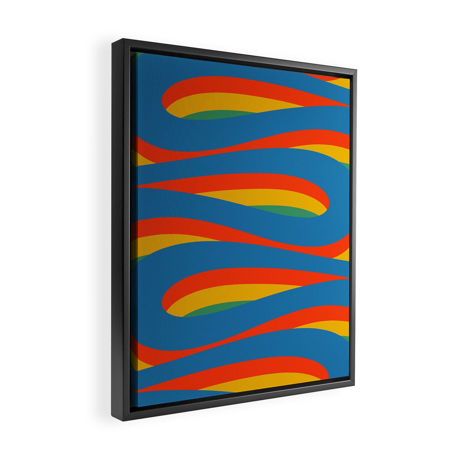 Pop Swirl Wavy Abstract Line Pattern Colorful Bright Blue Red Yellow Green Framed Canvas Print Gallery Image 2