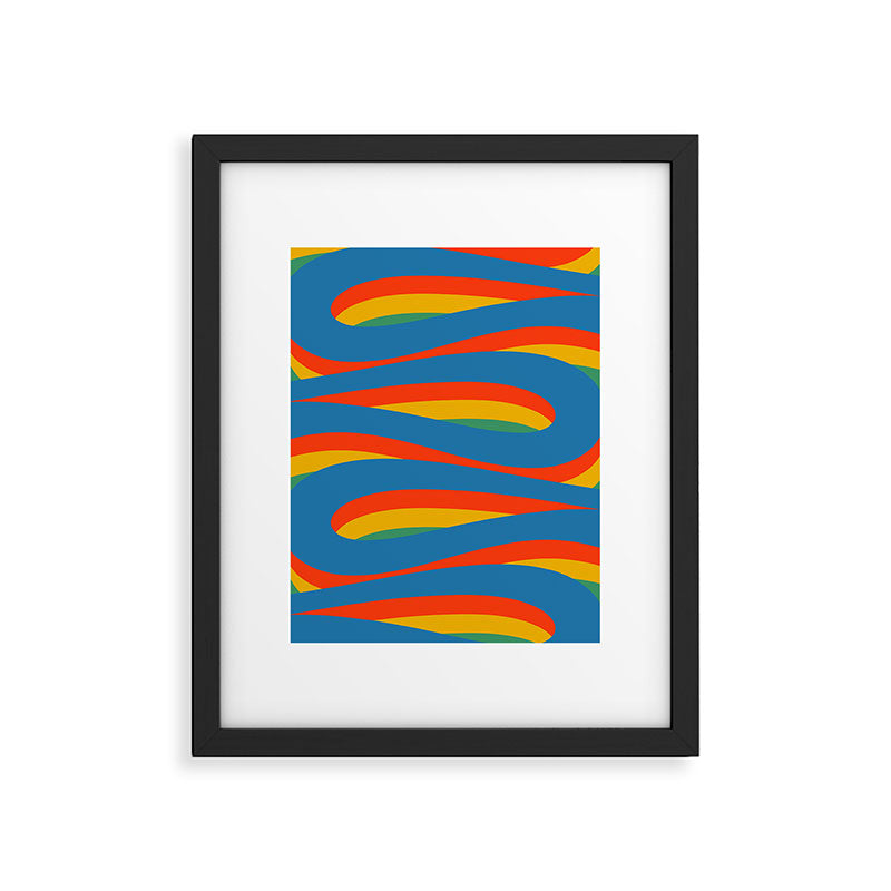 Pop Swirl Wavy Abstract Line Pattern Colorful Bright Blue Red Yellow Green Framed Art Print Gallery Image 5