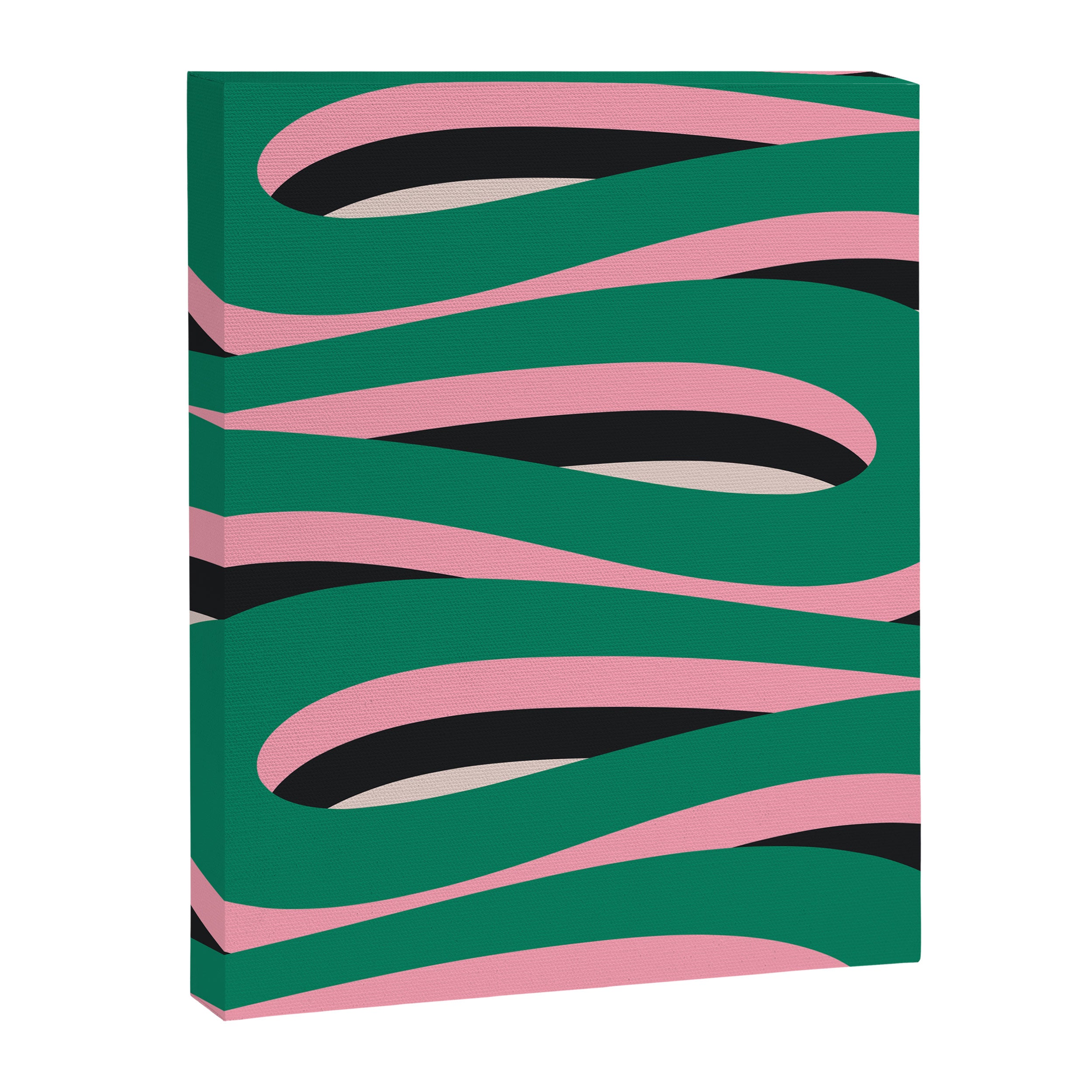 Pop Swirl Wavy Abstract Line Pattern Green Pink Black Canvas Print Gallery Image 6