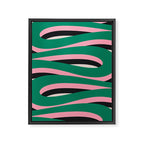 Pop Swirl Wavy Abstract Line Pattern Green Pink Black Framed Canvas Print Gallery Image 6