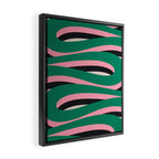 Pop Swirl Wavy Abstract Line Pattern Green Pink Black Framed Canvas Print Gallery Image 2