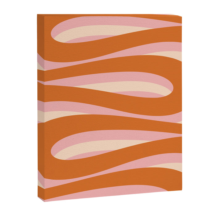 Pop Swirl Wavy Abstract Line Pattern Pink Orange Cream Canvas Print Gallery Image 1
