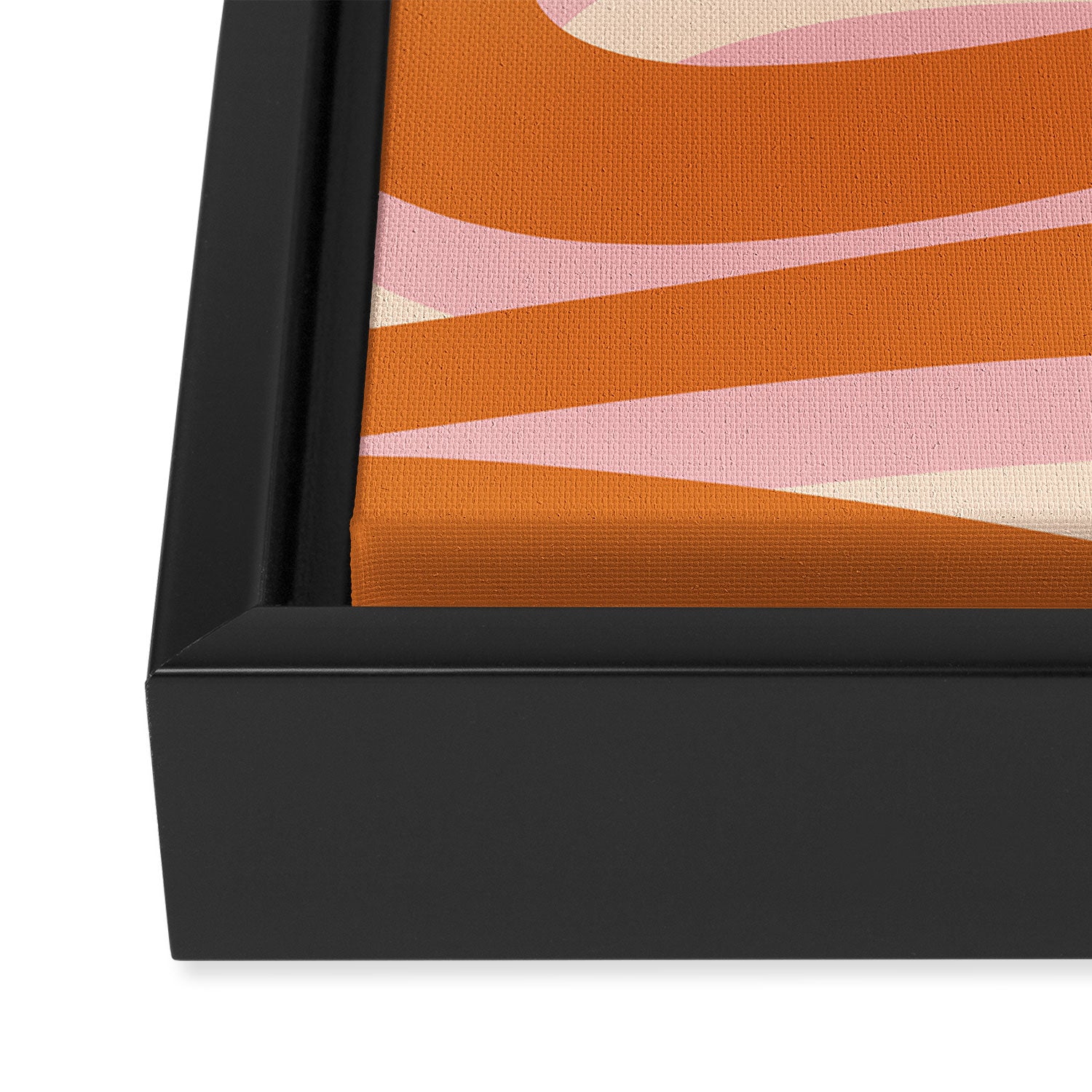 Pop Swirl Wavy Abstract Line Pattern Pink Orange Cream Framed Canvas Print Gallery Image 3