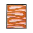 Pop Swirl Wavy Abstract Line Pattern Pink Orange Cream Framed Canvas Print Gallery Image 6