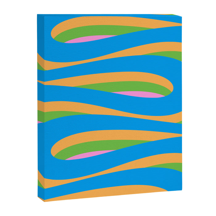 Pop Swirl Wavy Abstract Pattern Bright Blue Green Mustard Pink Canvas Print Gallery Image 1