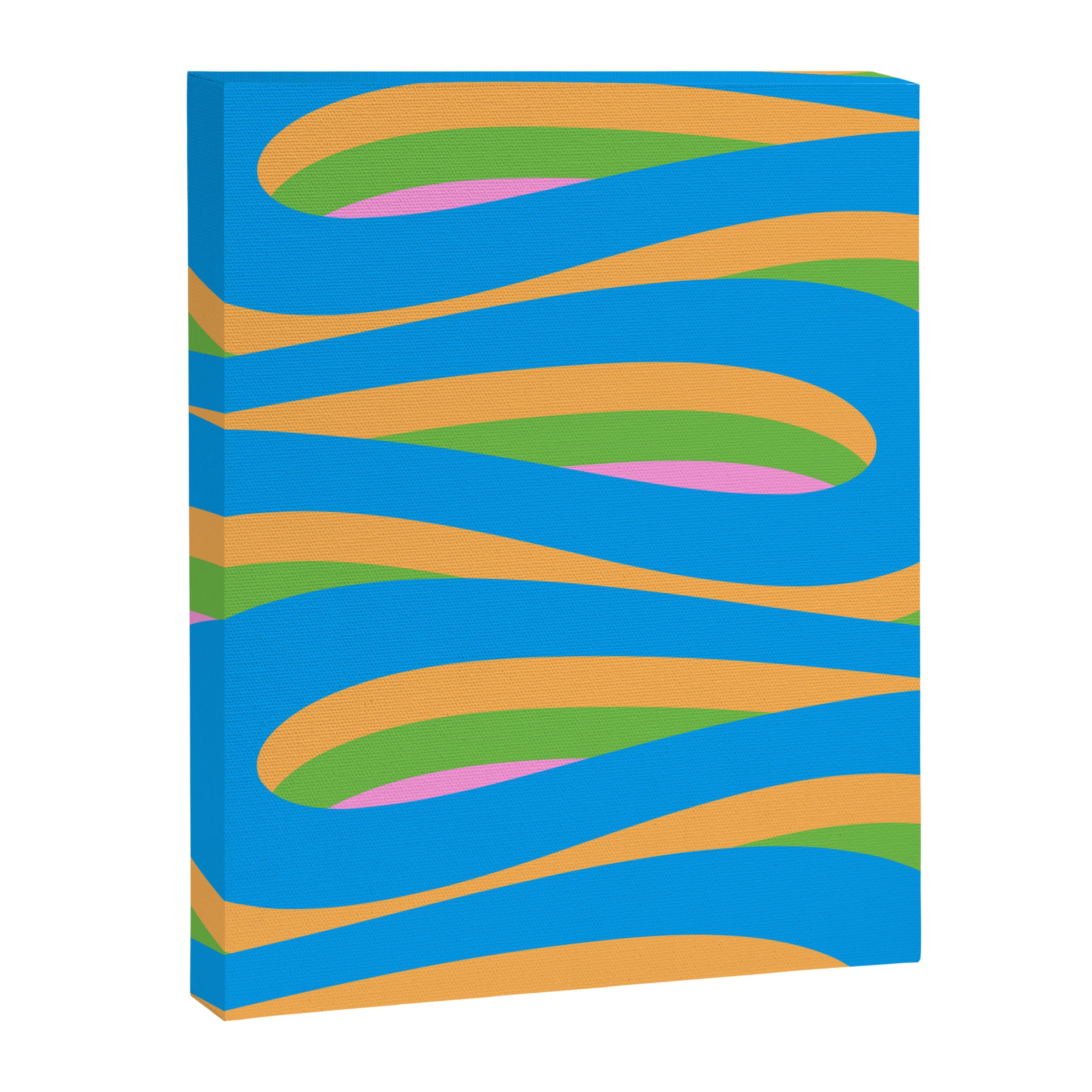 Pop Swirl Wavy Abstract Pattern Bright Blue Green Mustard Pink Canvas Print Gallery Image 6