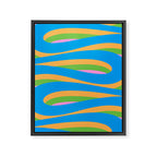 Pop Swirl Wavy Abstract Pattern Bright Blue Green Mustard Pink Framed Canvas Print Gallery Image 6