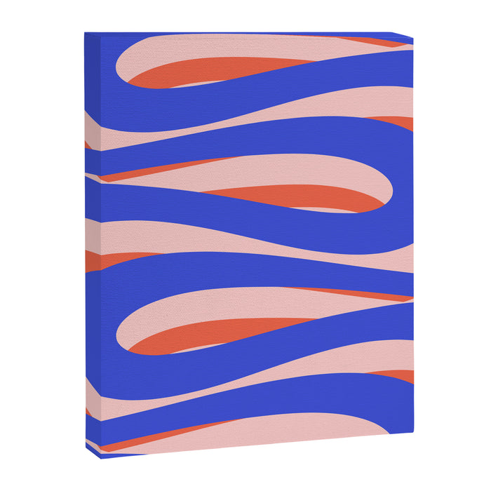 Pop Swirl Wavy Abstract Pattern Royal Blue Pink Red Orange Canvas Print Gallery Image 1
