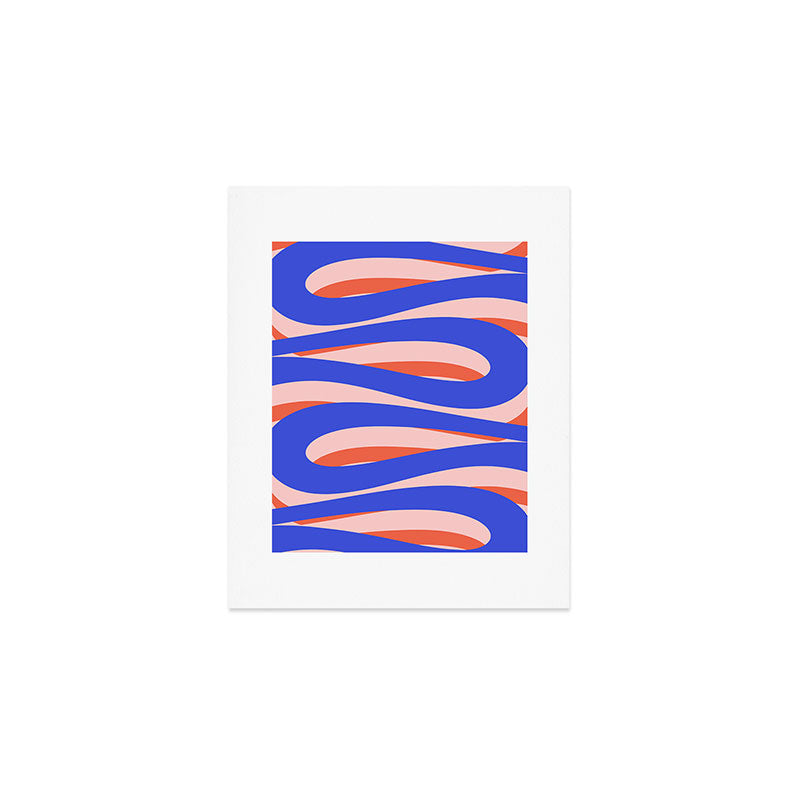 Pop Swirl Wavy Abstract Pattern Royal Blue Pink Red Orange Art Print Gallery Image 1
