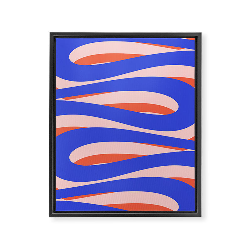 Pop Swirl Wavy Abstract Pattern Royal Blue Pink Red Orange Framed Canvas Print Gallery Image 6