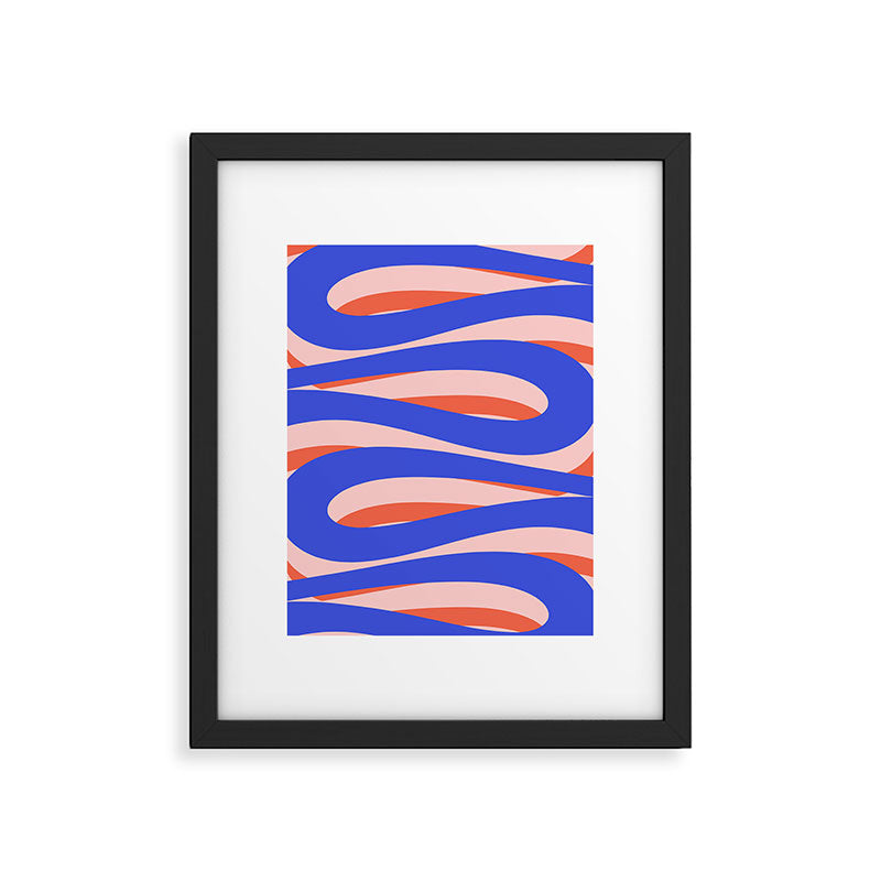 Pop Swirl Wavy Abstract Pattern Royal Blue Pink Red Orange Framed Art Print Gallery Image 4