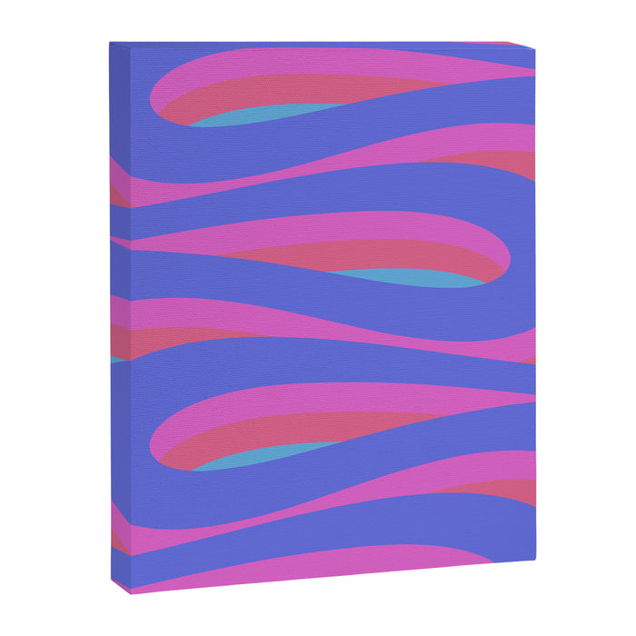 Pop Swirl Wavy Minimalist Abstract Pattern Blue and Hot Pink Canvas Print Gallery Image 1