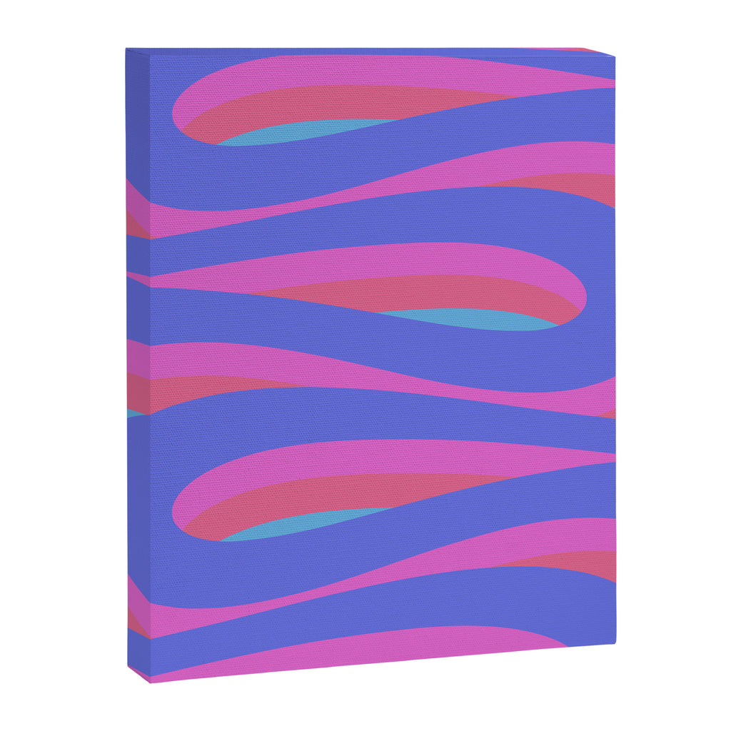 Pop Swirl Wavy Minimalist Abstract Pattern Blue and Hot Pink Canvas Print Gallery Image 6