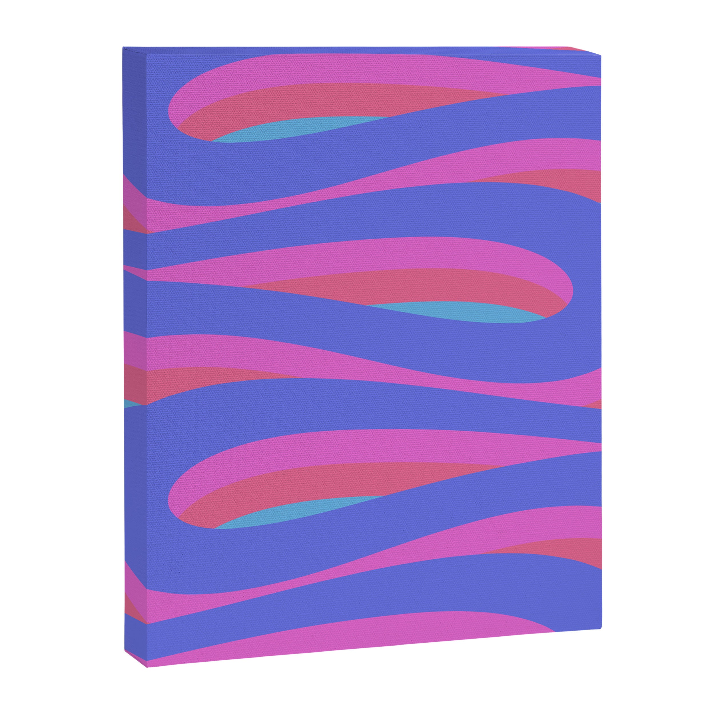 Pop Swirl Wavy Minimalist Abstract Pattern Blue and Hot Pink Canvas Print Gallery Image 6