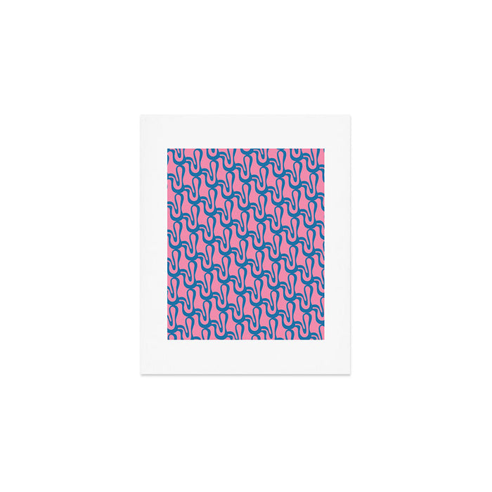 Pop Wiggle Contemporary Abstract Pattern in Pink and Blue Art Print Gallery Image 1