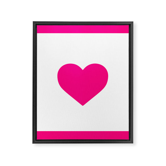 Preppy Heart Hot Pink and White  Framed Canvas Print Gallery Image 1