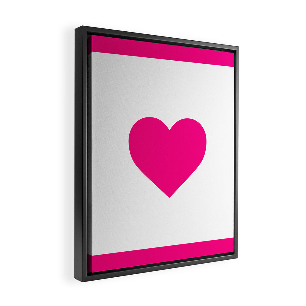 Preppy Heart Hot Pink and White  Framed Canvas Print Gallery Image 2