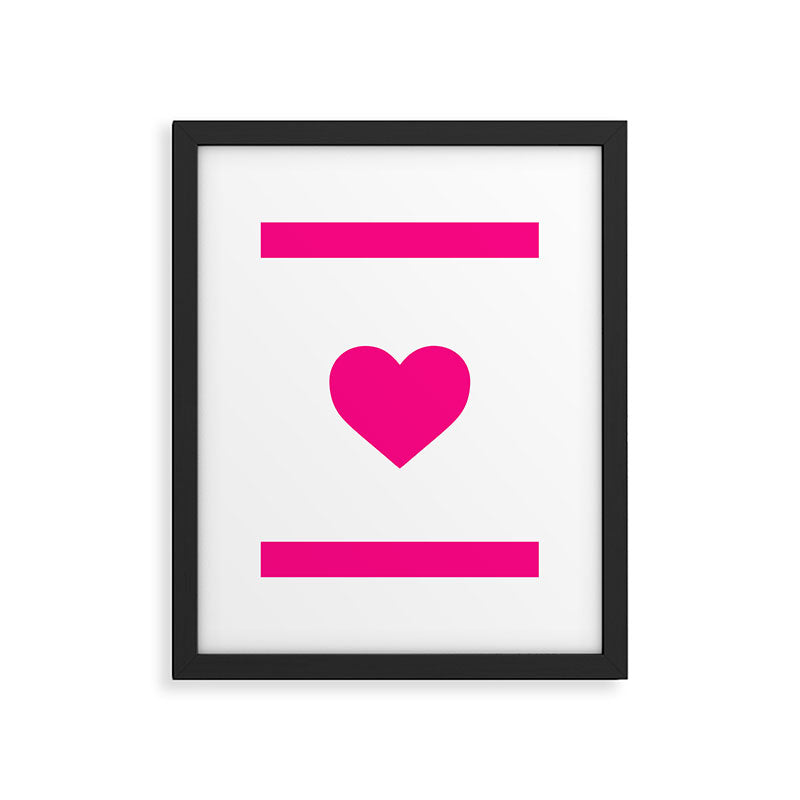 Preppy Heart Hot Pink and White  Framed Art Print Gallery Image 6