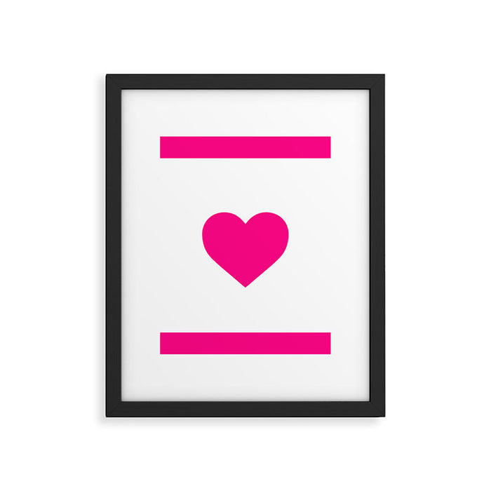 Preppy Heart Hot Pink and White  Framed Art Print Gallery Image 1