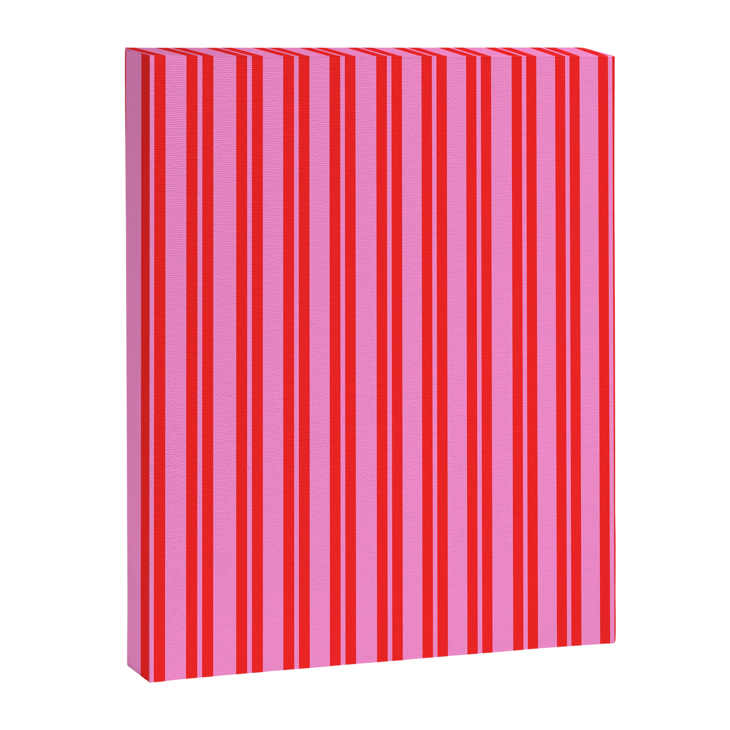 Preppy Hot Pink and Red Classic Double Stripes Contemporary Vertical Stripe Pattern Canvas Print Gallery Image 8