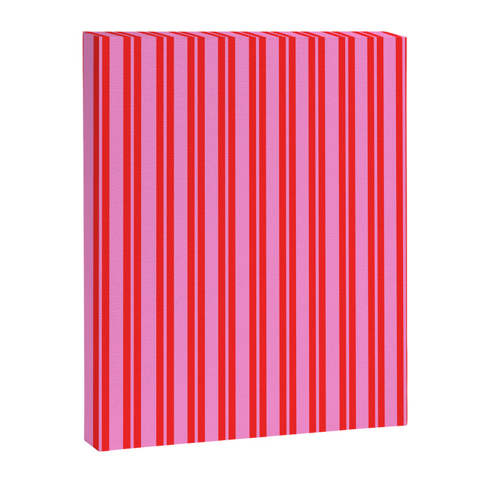 Preppy Hot Pink and Red Classic Double Stripes Contemporary Vertical Stripe Pattern Canvas Print Gallery Image 1