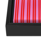 Preppy Hot Pink and Red Classic Double Stripes Contemporary Vertical Stripe Pattern Framed Canvas Print Gallery Image 3