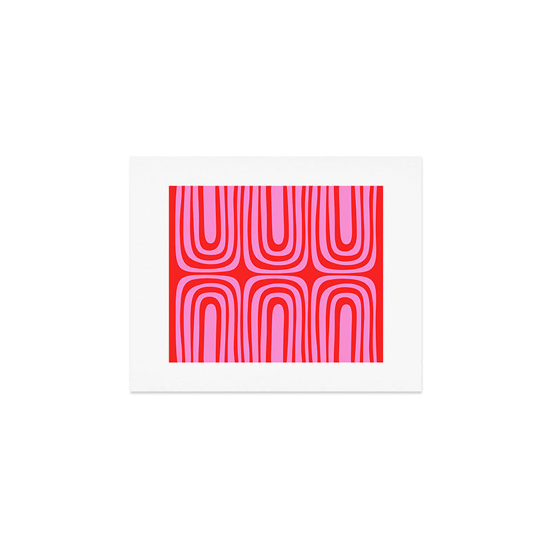 Preppy Pink and Red Abstract Confaab Pattern Art Print Gallery Image 1