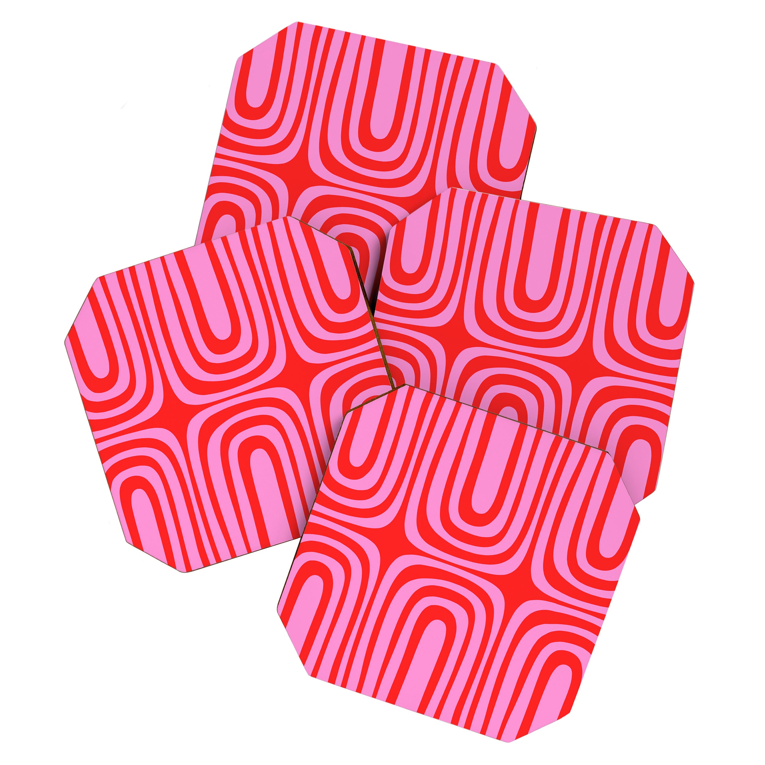Preppy Pink and Red Abstract Confaab Pattern Coaster Gallery Image 1