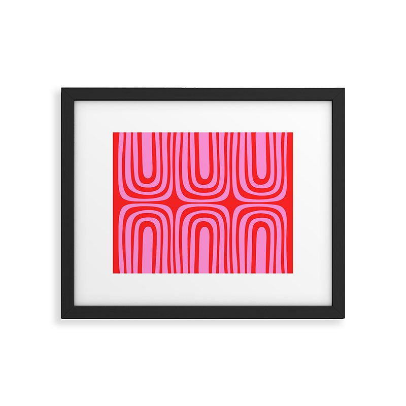 Preppy Pink and Red Abstract Confaab Pattern Framed Art Print Gallery Image 5