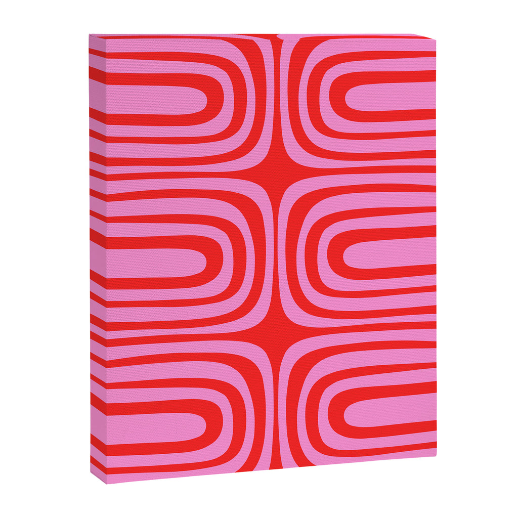 Preppy Pink and Red Abstract Confaab Vertical Pattern Canvas Print Gallery Image 6