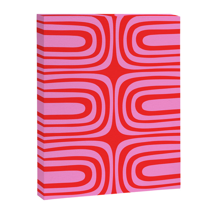 Preppy Pink and Red Abstract Confaab Vertical Pattern Canvas Print Gallery Image 1