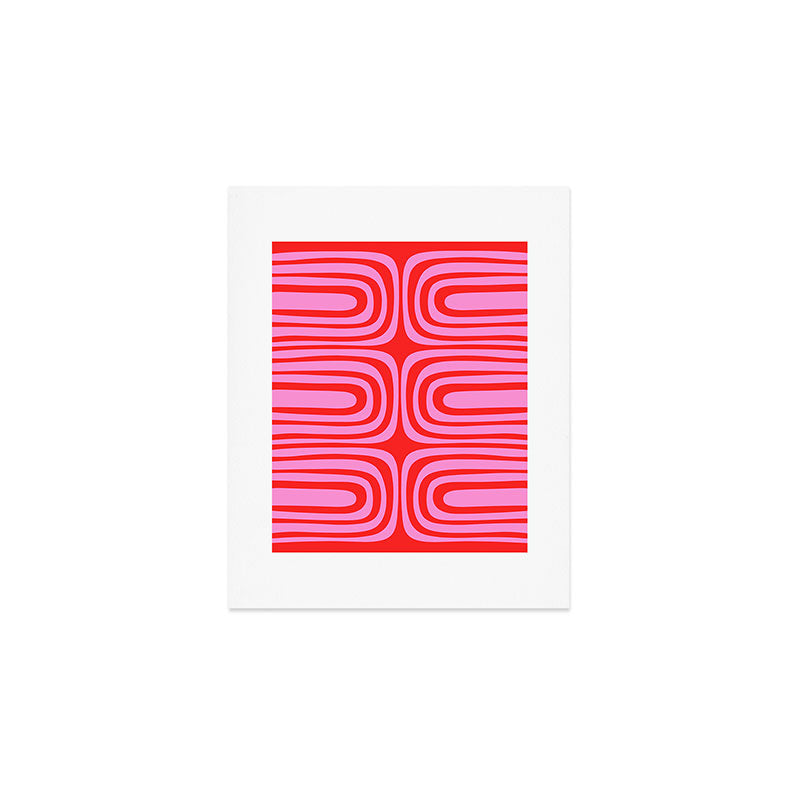 Preppy Pink and Red Abstract Confaab Vertical Pattern Art Print Gallery Image 1
