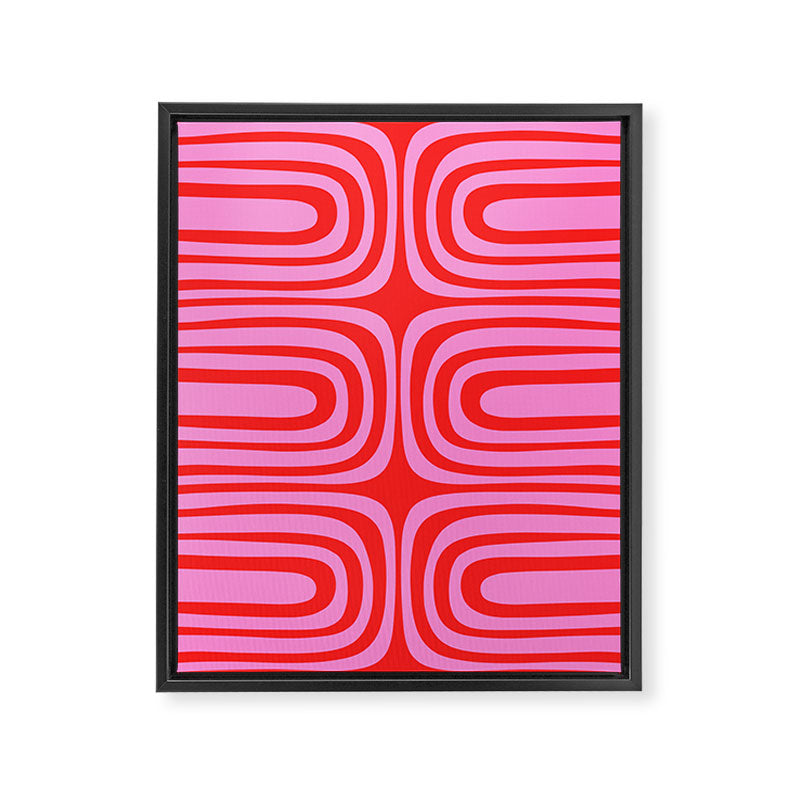 Preppy Pink and Red Abstract Confaab Vertical Pattern Framed Canvas Print Gallery Image 6
