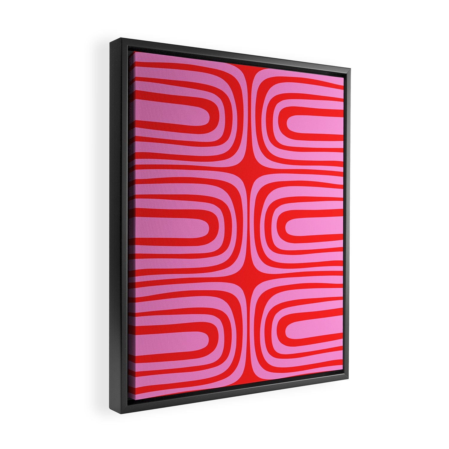 Preppy Pink and Red Abstract Confaab Vertical Pattern Framed Canvas Print Gallery Image 2