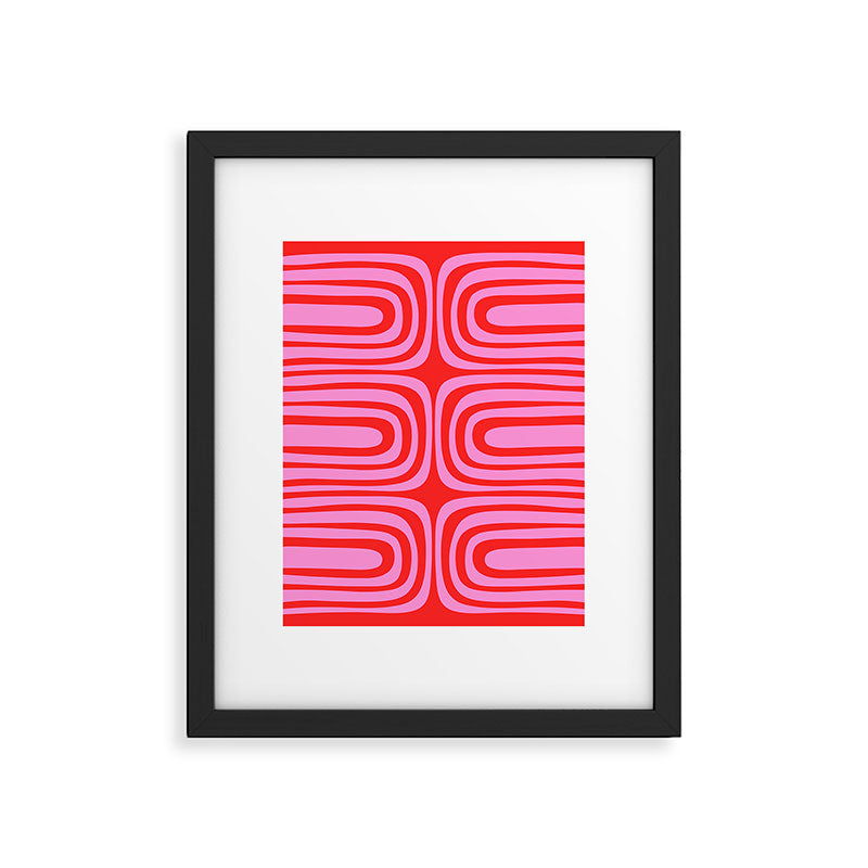 Preppy Pink and Red Abstract Confaab Vertical Pattern Framed Art Print Gallery Image 5