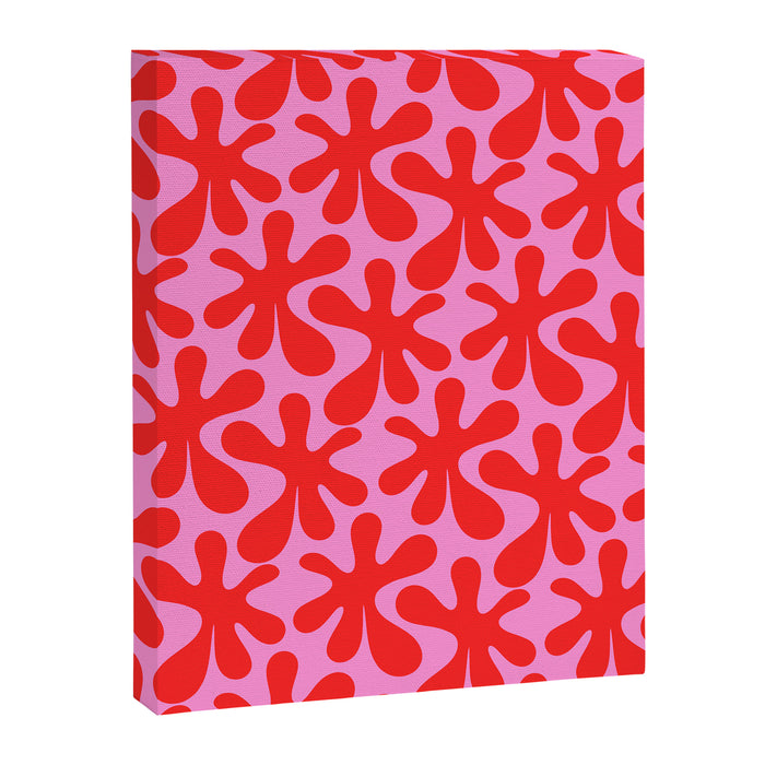 Preppy Pink and Red Amoeba Dance Bold Pop Contemporary Pattern Canvas Print Gallery Image 1