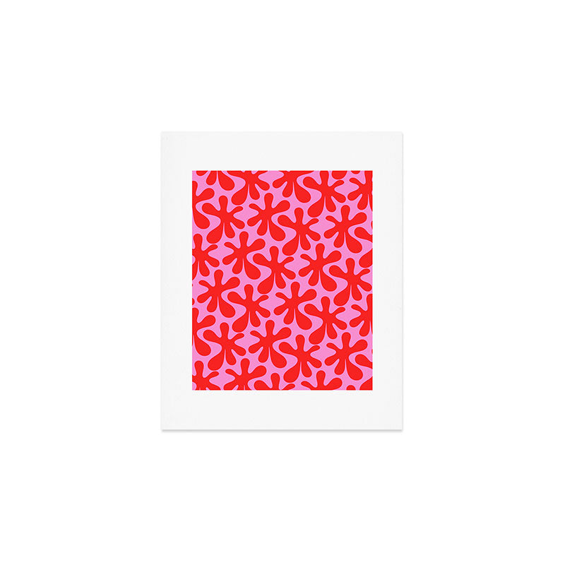 Preppy Pink and Red Amoeba Dance Bold Pop Contemporary Pattern Art Print Gallery Image 1