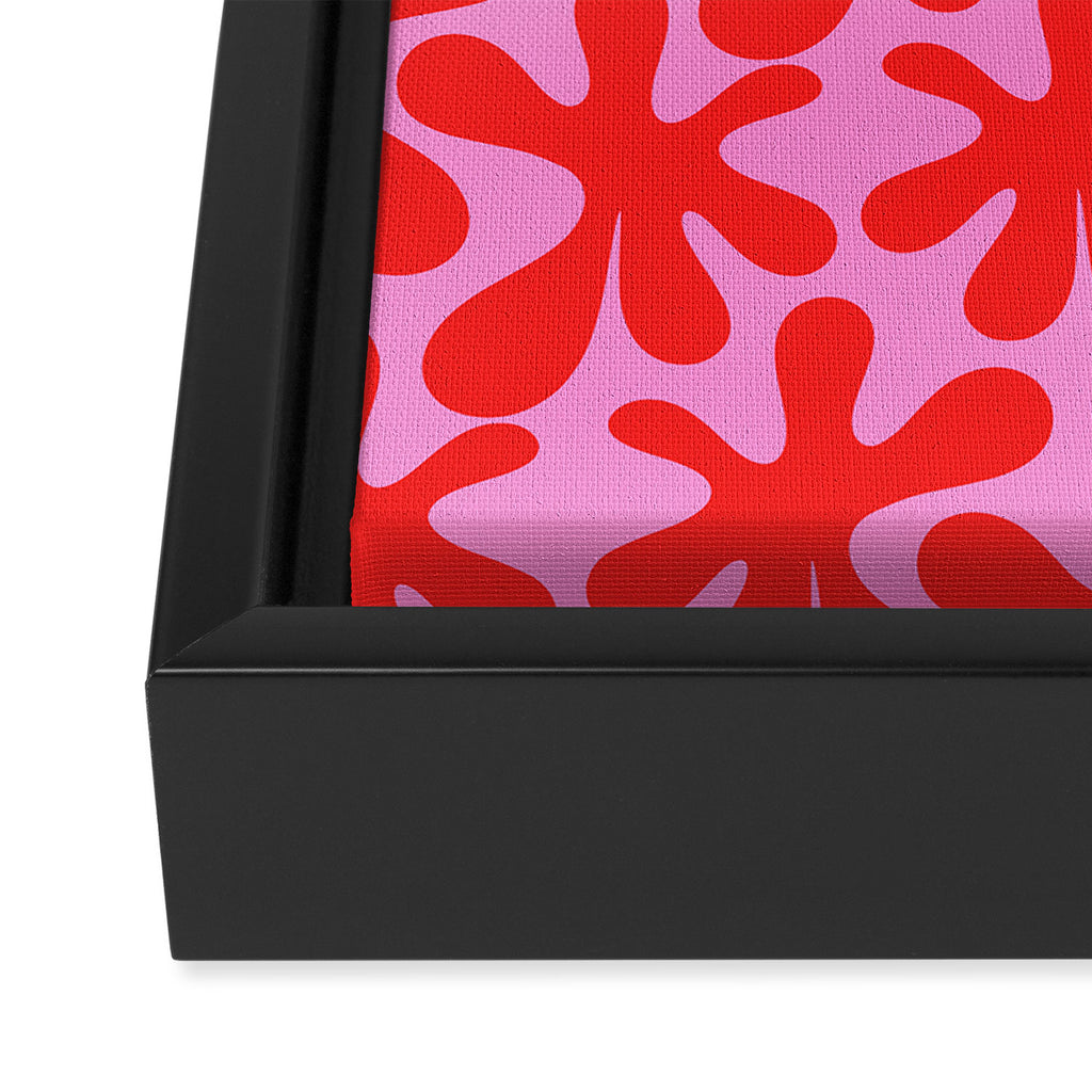 Preppy Pink and Red Amoeba Dance Bold Pop Contemporary Pattern Framed Canvas Print Gallery Image 3
