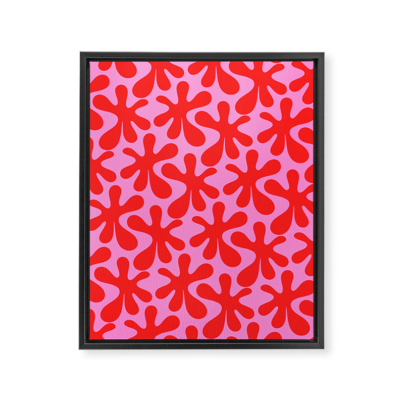 Preppy Pink and Red Amoeba Dance Bold Pop Contemporary Pattern Framed Canvas Print Gallery Image 6