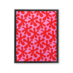 Preppy Pink and Red Amoeba Dance Bold Pop Contemporary Pattern Framed Canvas Print Gallery Image 6