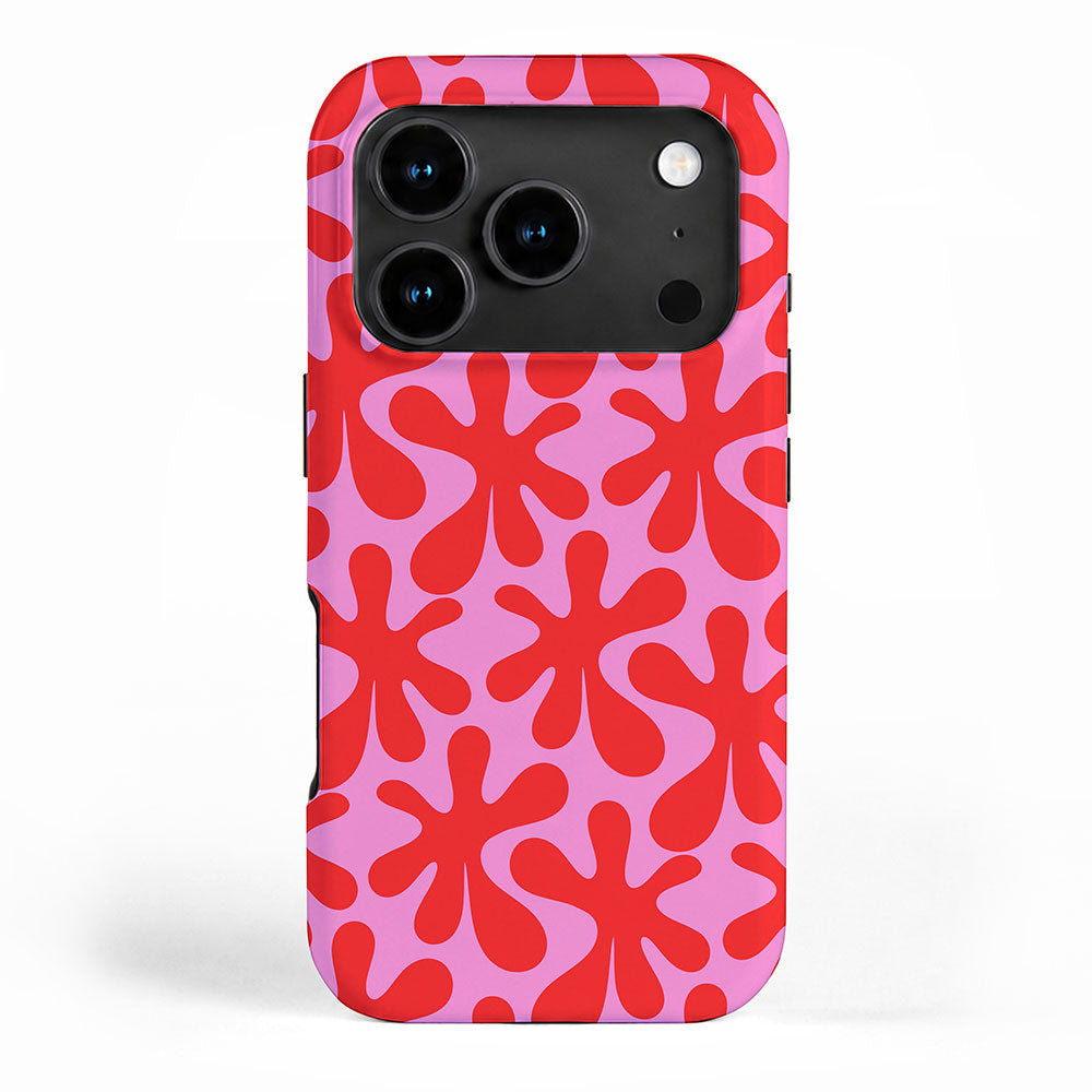 Preppy Pink and Red Amoeba Dance Bold Pop Contemporary Pattern iPhone Case Gallery Image 1