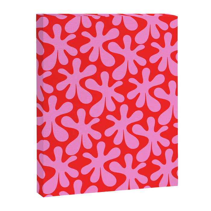 Preppy Pink and Red Amoeba Dance Bold Pop Fun Contemporary Pattern Canvas Print Gallery Image 1