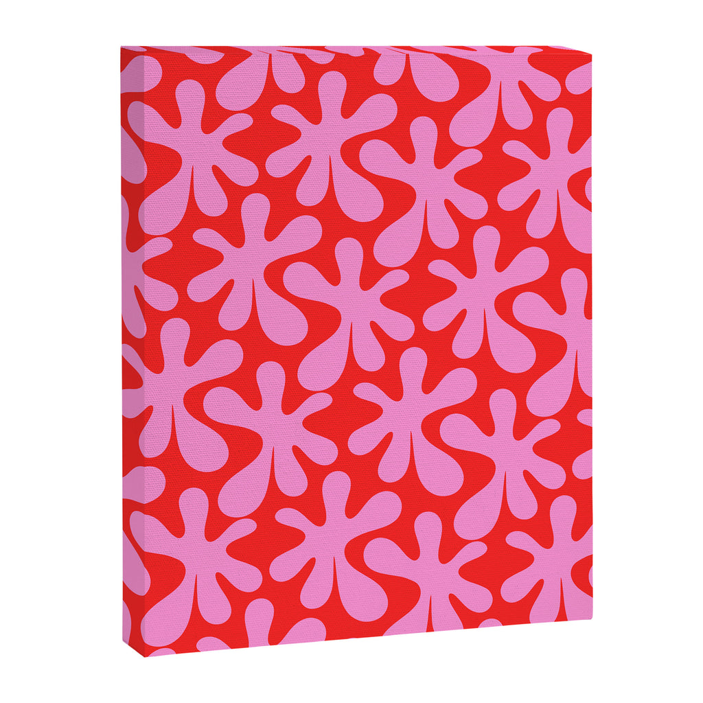 Preppy Pink and Red Amoeba Dance Bold Pop Fun Contemporary Pattern Canvas Print Gallery Image 6