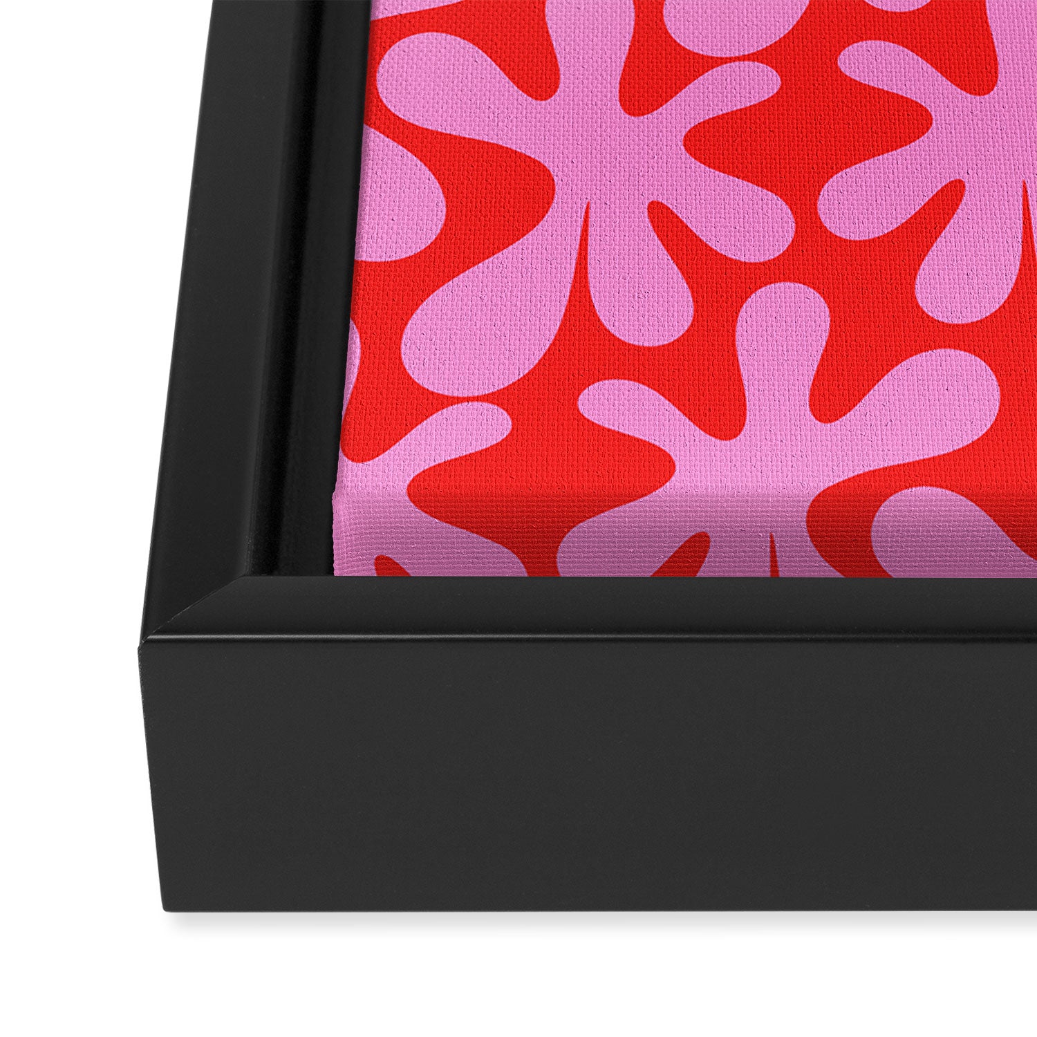 Preppy Pink and Red Amoeba Dance Bold Pop Fun Contemporary Pattern Framed Canvas Print Gallery Image 3