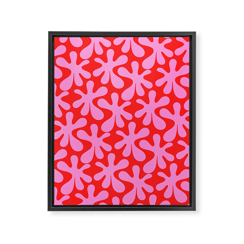 Preppy Pink and Red Amoeba Dance Bold Pop Fun Contemporary Pattern Framed Canvas Print Gallery Image 6
