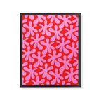 Preppy Pink and Red Amoeba Dance Bold Pop Fun Contemporary Pattern Framed Canvas Print Gallery Image 6