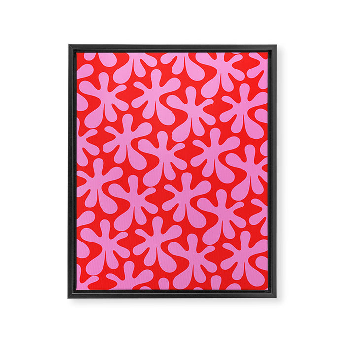 Preppy Pink and Red Amoeba Dance Bold Pop Fun Contemporary Pattern Framed Canvas Print Gallery Image 1
