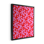 Preppy Pink and Red Amoeba Dance Bold Pop Fun Contemporary Pattern Framed Canvas Print Gallery Image 2